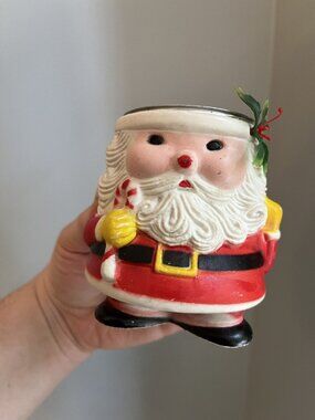 Vintage 1973 Santa Claus Votive Holder Plastic  JSNY Hong Kong